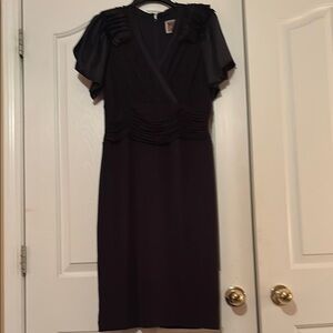 Nue by Shani Black V-Neck Flutter Sleeve Sheath Dress